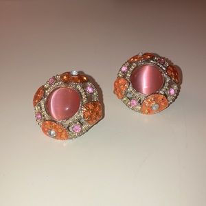 Vintage Pink Cabochon Earrings